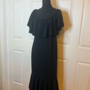 LuLaRoe Black Midi Dress with Ruffle Detail